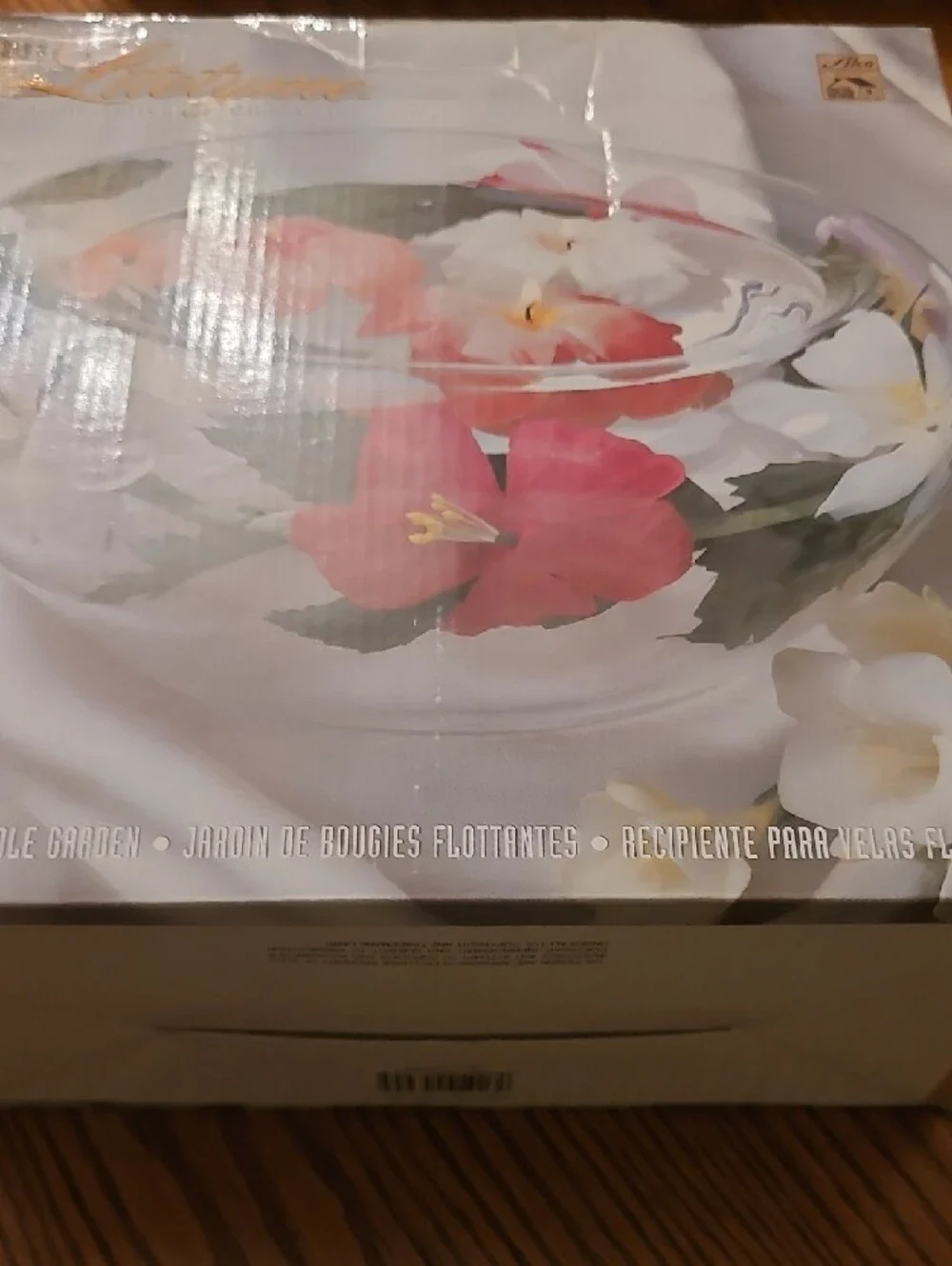 TYME Handpainted Glass Floating Bowl - Pink, White & Green Floral